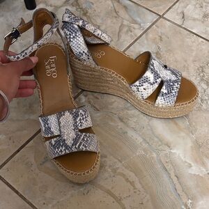 Franco Sarto Snakeskin Pattern Wedge Sandals